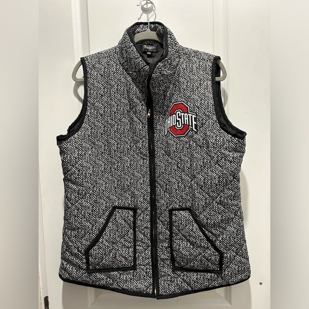 Ohio State Women's Black and White Herringbone Vest